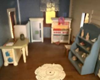 Vintage Wooden Dollhouse with Furnishings sixth image
