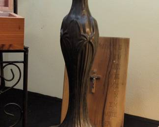 Art Nouveau Style Table Lamp with Peacock Feather Shade second image
