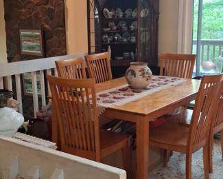 Maple Slatted Back Dining Table and Chairs Set