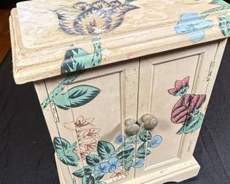 Vintage HandPainted Floral Jewelry Box or Cabinet third image