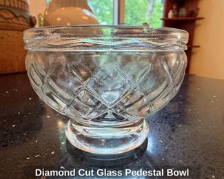 Diamond Cut Glass Pedestal Bowl