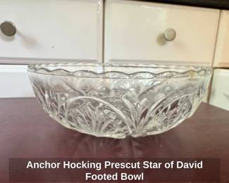 Anchor Hocking Prescut Star of David Footed Bowl fourth image