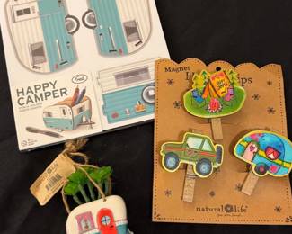 Fred Happy Camper Pencil Holder and Natural Life Happy Camper Magnet Clips Set