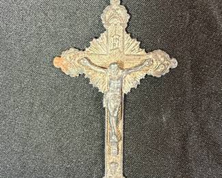 Antique SilverPlated Crucifix with Corpus Christi