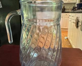 Vintage Anchor Hocking Blue Swirl Glass Pitcher