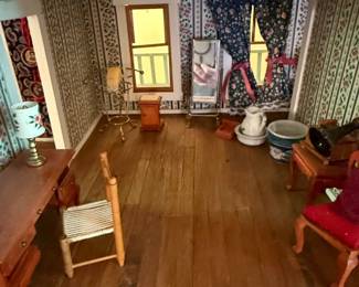Vintage Wooden Dollhouse with Furnishings fifth image
