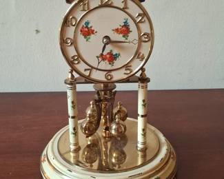 Vintage Kundo Anniversary Clock with Floral Enamel Base