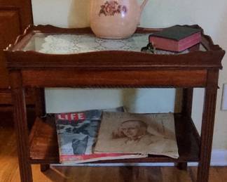 Vintage TwoTiered Side Table with Glass Top