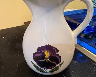 Vintage Royal Bayreuth Purple Pansy Handled Serving Milk Jug
