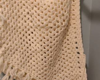 HandCrocheted Cream Fringe Shawl or Wrap second image
