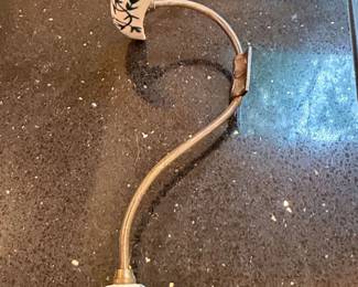 Vintage Ceramic Knob Wall Hook with Green Bamboo Motif second image
