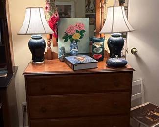 Antique Walnut Three Drawer Dresser with Mirror