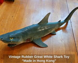 Vintage Rubber Great White Shark Toy Made in Hong Kong