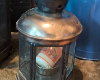 Vintage Copper Stern Lantern with Ceramic Insert