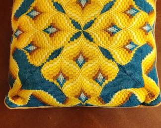 Vintage Bargello Needlepoint Pillow