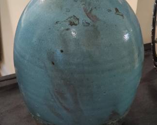 Turquoise Glazed Ceramic Oval Vessel