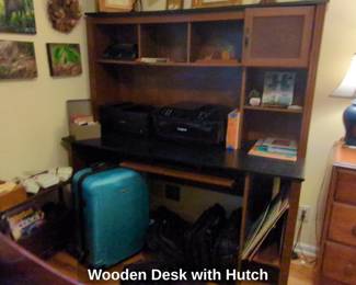 Wooden Desk with Hutch