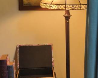 Mission Style Floor Lamp with Stained Glass Shade