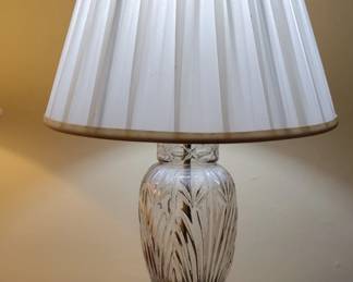 Pair of Vintage Cut Crystal Table Lamps with Pleated Shades second image