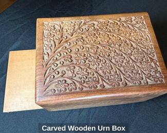 Carved Wooden Urn Box