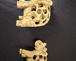 Carved Stone Mythical Creature Figurines Set of 