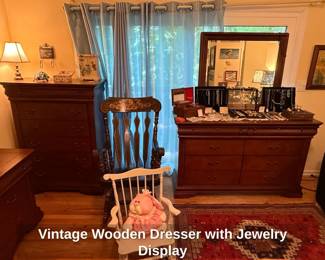 Vintage Wooden Dresser with Jewelry Display