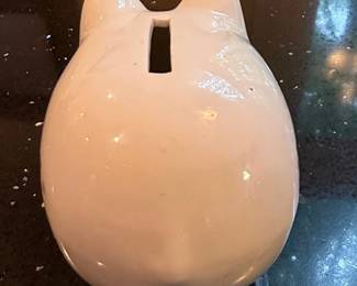 Vintage Ceramic Piggy Bank with Pink Roses Decal third image