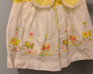 Vintage Baby Dress with Embroidered Elephants
