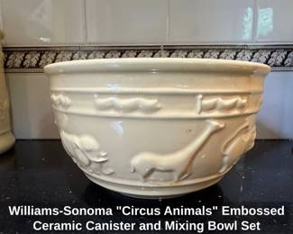 WilliamsSonoma Circus Animals Embossed Ceramic Canister and Mixing Bowl Set second image