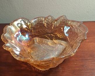 Carnival Glass Marigold Grape Cluster Bowl
