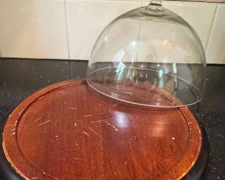 Glass Dome Cake Stand with Wooden Base second image