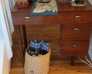 Vintage Wooden Sewing Machine Desk