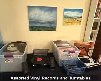 Assorted Vinyl Records and Turntables