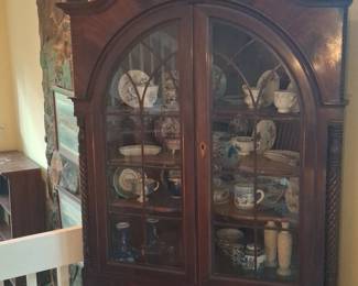 Antique Mahogany Hepplewhite Corner Display Cabinet