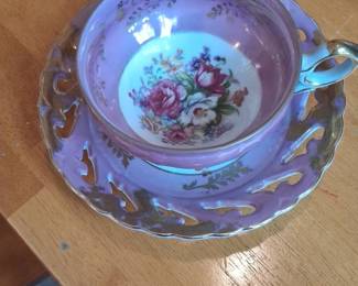 Vintage Floral Teacup and Saucer Set  Lipper  Mann