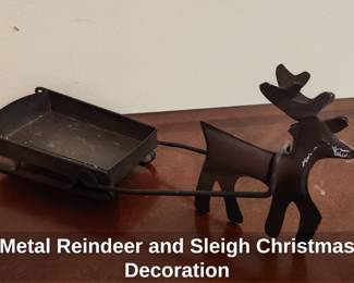 Metal Reindeer and Sleigh Christmas Decoration