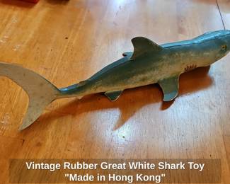Vintage Rubber Great White Shark Toy Made in Hong Kong second image