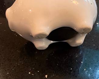 Vintage Ceramic Piggy Bank with Pink Roses Decal fourth image