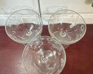 Vintage Etched Floral Coupe Glasses second image