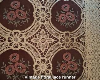 Vintage floral lace runner second image
