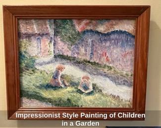 Impressionist Style Painting of Children in a Garden