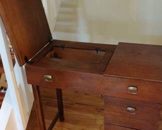 Vintage MidCentury Sewing Machine Cabinet Desk second image