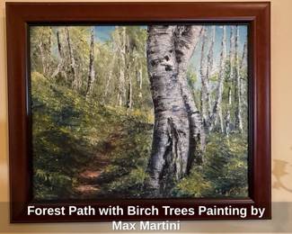 Forest Path with Birch Trees Painting by Max Martini
