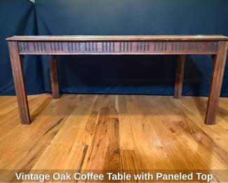 Vintage Oak Coffee Table with Paneled Top second image