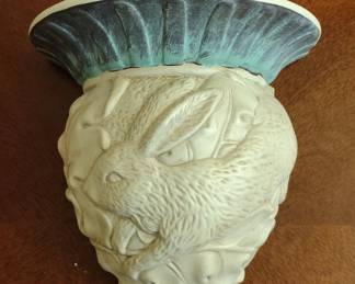 Vintage Ceramic Bunny Planter Wall Sconce