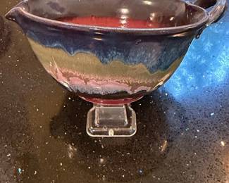 Handmade Pottery Batter Bowl with Spout and Handle