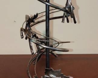 Godinger Silver Plate Christmas Reindeer Sleigh Candlestick Holder