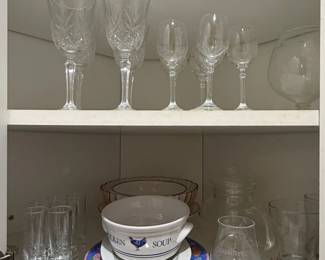 Assorted Glassware and Ceramic Soup Tureen Set