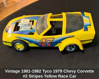 Vintage  Tyco Chevy Corvette  Stripes Yellow Race Car second image