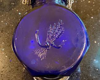 Cobalt Blue Wheat Embossed Octagonal Jar